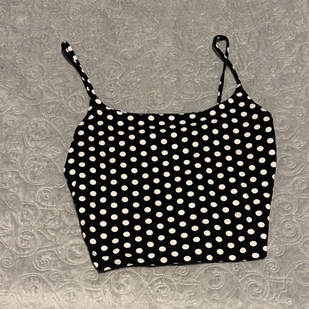 TeenBell Black and White Polka Dot Camisole